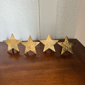 Vintage Hammered Brass Star Napkin Holders Set Of 4
